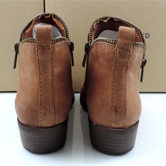 Lucky Brand Bartalino Block Heel Booties Ankle Boots Leather Whisky Size 7.5 - Picture 7 of 8